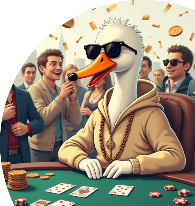 Swan playing poker