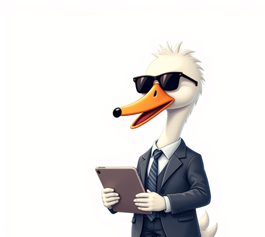 Business Swan with Tablet